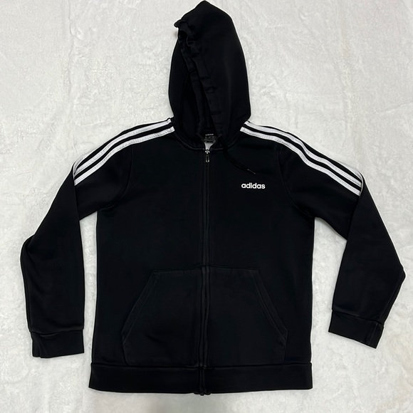 adidas Tops - 𝅺Adidas Black & White Zip Up Hoodie